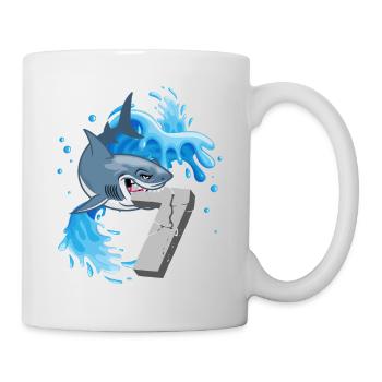 7th Birthday Sharks Thematic Party Seven Years - Mug - white - Right