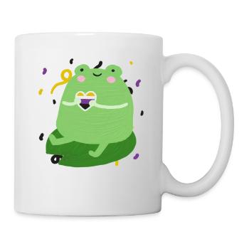 Sweet frog with non-binary pride flag colors - Mug - white - Right