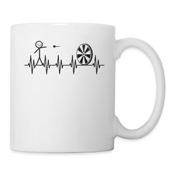 Darts Player Stick Figure Darts Heartbeat Funny - Mug - white - Right
