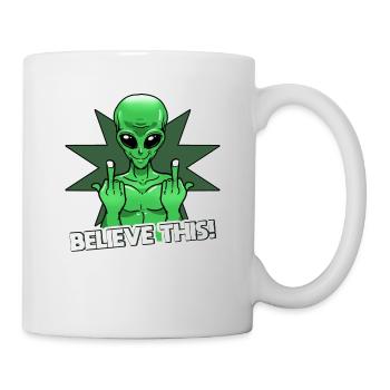 Doigt d’honneur extraterrestre Croyez-le - Mug blanc - blanc - Droite