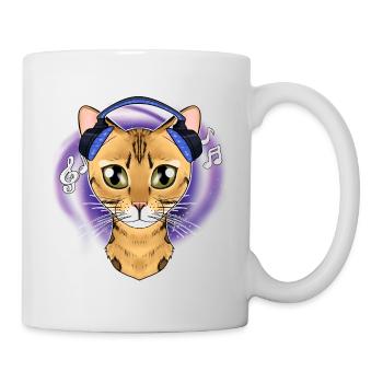 Cute Bengal Cat I Music Lover I Headphones - Mug - white - Right