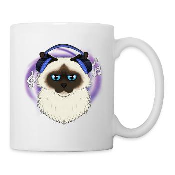 Cute Birman Cat I Music Lover I Headphones - Mug - white - Right