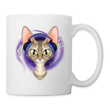 Mignon Devon Rex Cat I Music Lover I Casque - Mug blanc - blanc - Droite