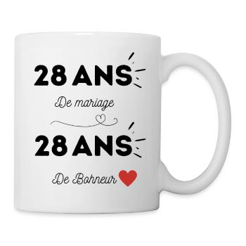 28 ans de MARIAGE / 28 ans de BOHNEUR - cadeau - Mug blanc - blanc - Droite
