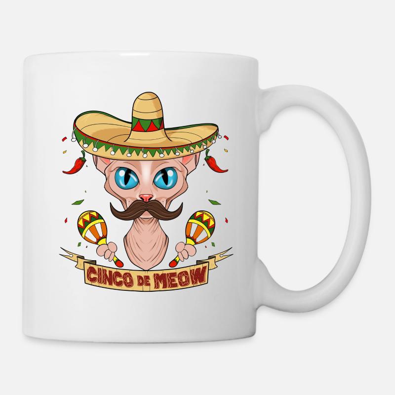 Cinco de Mayo Sphynx Cat Cinco de Meow I Sombrero - Tasse - Weiß