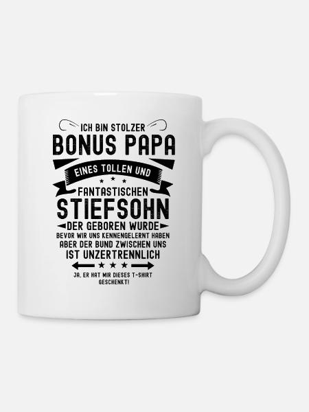 Bonus Papa Stiefsohn Stiefvater - Tasse - Weiß