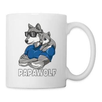 Papawolf Wolf Papa und Baby Papa Vatertag für - Tasse - Weiß - Rechts