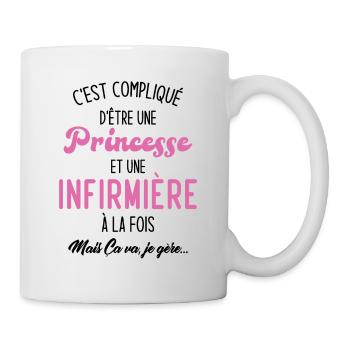 Princesse et infirmière, Cadeau infirmière femme - Mug blanc - blanc - Droite