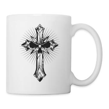 Skull Cross Gothic Metal Emo Rock - Mug - white - Right