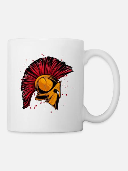 Spartan Helm Krieger Gold - Tasse - Weiß