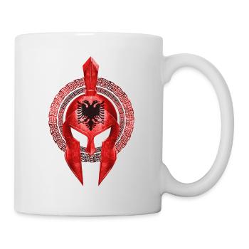 Spartaner Helm Albanien Flagge - Tasse - Weiß - Rechts