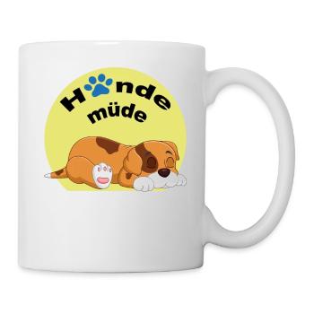 Hunde müde - süßer Comic Hund - Tasse - Weiß - Rechts