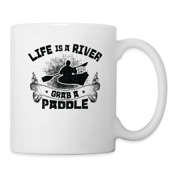 Life Is A River Grab A Paddle Rafting Kayak - Mug - white - Right