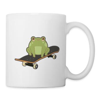 Lustiger Frosch Skateboard Cooler Froschliebhaber Amphibie - Tasse - Weiß - Rechts