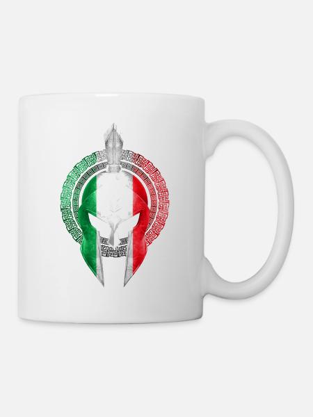 Spartaner Helm Italien Flagge - Tasse - Weiß