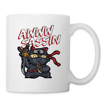Cool Awwwsassin Samurai Katze Lustige Ninja Katze - Tasse - Weiß - Rechts
