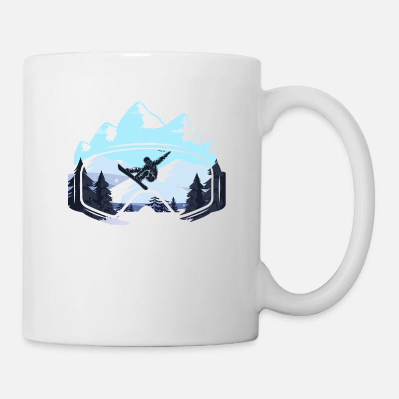 Snow Surfing Ski Snowboard Goggles Snowboarder - Mug - white
