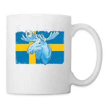 Schweden Flagge weißer Elch - Tasse - Weiß - Rechts