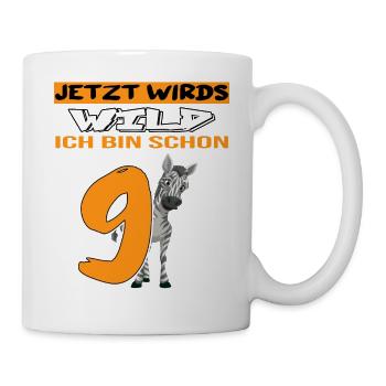 geburtstag 9 jahre wilde safari zebra 9. birthday - Tasse - Weiß - Rechts