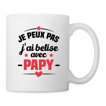 Je peux pas j'ai bêtise avec papy - Mug blanc - blanc - Droite