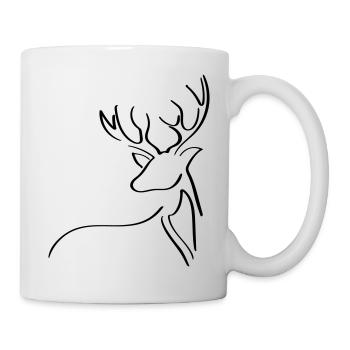 Elk Line Art - Minimalist - Mug - white - Right