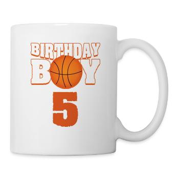 Birthday Boy 5th Birthday Basketball Mitgebsel - Mug - white - Right