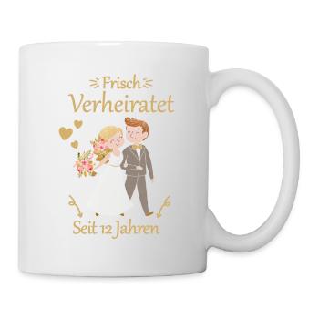 12 Jahre Verheiratet Nickelhochzeit Geschenk - Tasse - Weiß - Rechts