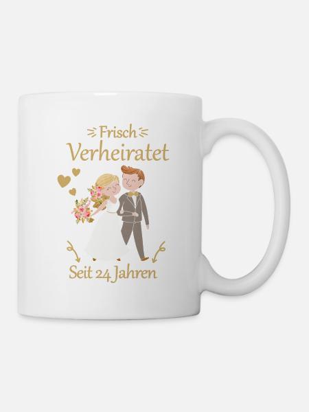 24 Jahre Verheiratet Satinhochzeit Geschenk - Tasse - Weiß