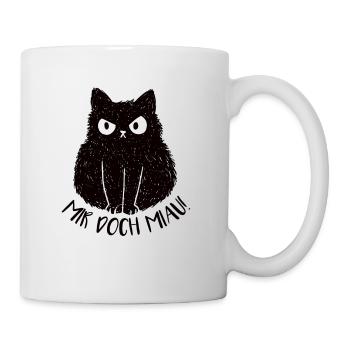 Schwarze Katze - Mir Doch Miau - Tasse - Weiß - Rechts