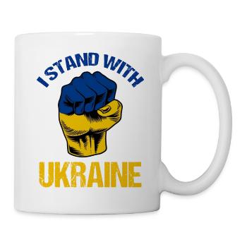 Ich stehe mit der ukrainischen Flagge Ukrainisch - Tasse - Weiß - Rechts