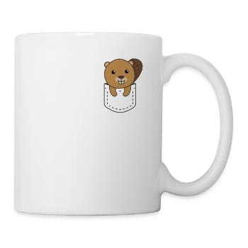 Castor en poche mignon castor en poche poitrine - Mug blanc - blanc - Droite