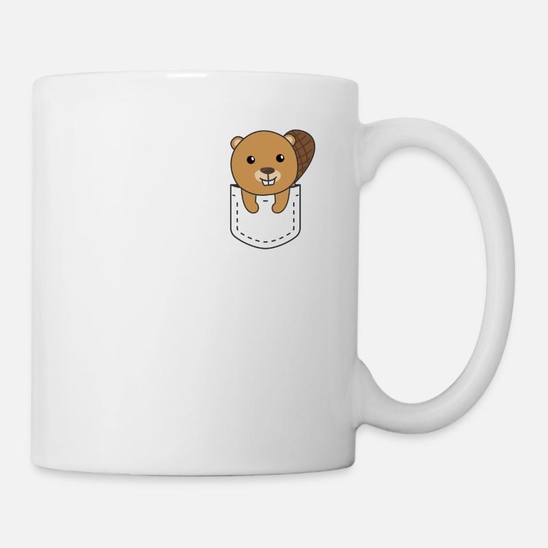 Biber in Tasche süße Biber in Brusttasche - Tasse - Weiß