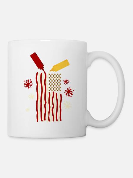 USA Flagge Ketchup Mayonnaise Grillen BBQ Burger - Tasse - Weiß