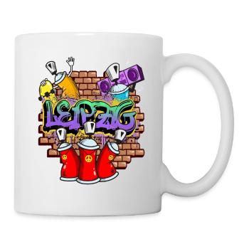 Leipzig Deutschland Stadt Graffiti Sprayer Skater - Tasse - Weiß - Rechts