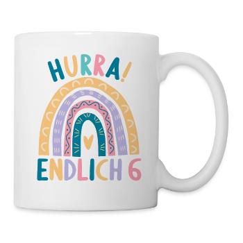 6 Jahre Geburtstagskind Regenbogen 6. Geburtstag - Tasse - Weiß - Rechts