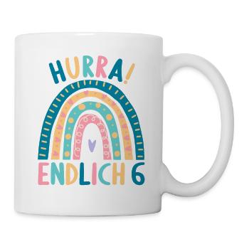 6 Jahre Geburtstagskind Regenbogen 6. Geburtstag - Tasse - Weiß - Rechts