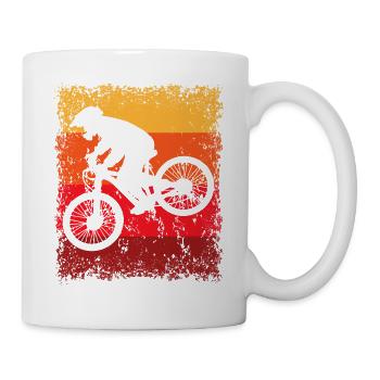 Downhill Fahrradfahrer Fahrradfahren Vintage - Tasse - Weiß - Rechts