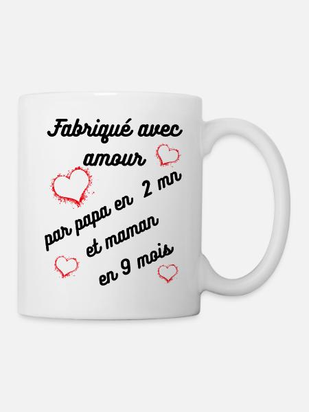 fabriqué avec amour, enfant, cadeau, naissance - Mug blanc - blanc