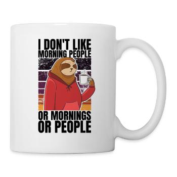 Sloth with coffee - I Don't Like Morning People - Mug - white - Right