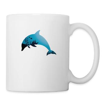 Dolphin with seabed pattern in the sea - Mug - white - Right