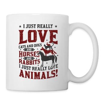 Chats,Chiens,Chevaux,Lapins - Amoureux des animaux - Mug blanc - blanc - Droite