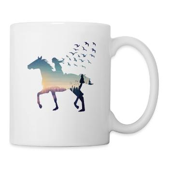 Damen Pferde Silhouette - Tasse - Weiß - Rechts