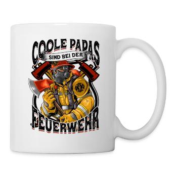 Coole Papas Sind Bei Der Feuerwehr Feuerwehrmann - Tasse - Weiß - Rechts