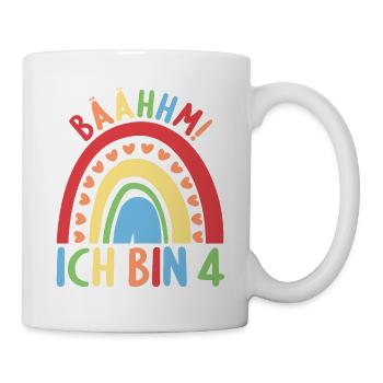 4 Jahre Geburtstagskind Regenbogen 4. Geburtstag - Tasse - Weiß - Rechts