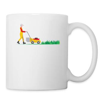 Mäht In Germany Rasenmäher Mäht - Tasse - Weiß - Rechts