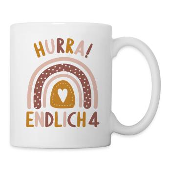 4 Jahre Geburtstagskind Regenbogen 4. Geburtstag - Tasse - Weiß - Rechts