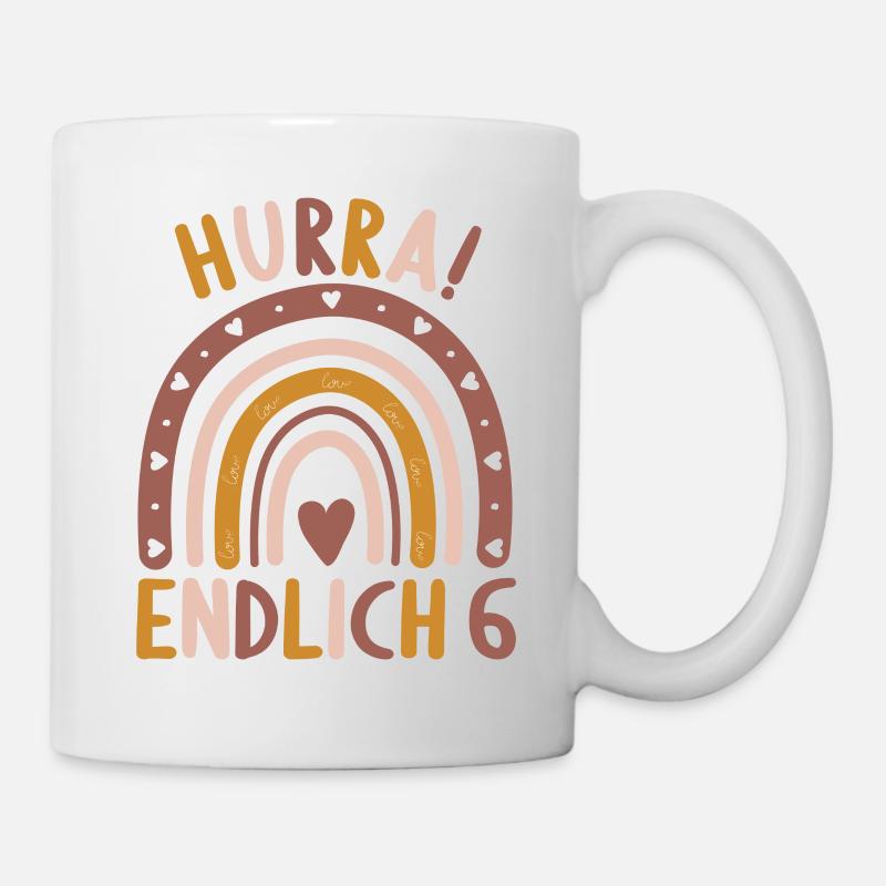 6 Jahre Geburtstagskind Regenbogen 6. Geburtstag - Tasse - Weiß