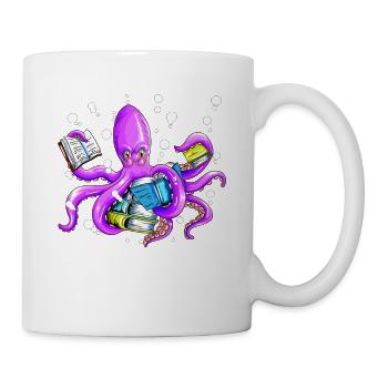 8 Armiger lesender Oktopus für Viel Leser Fans - Tasse - Weiß - Rechts