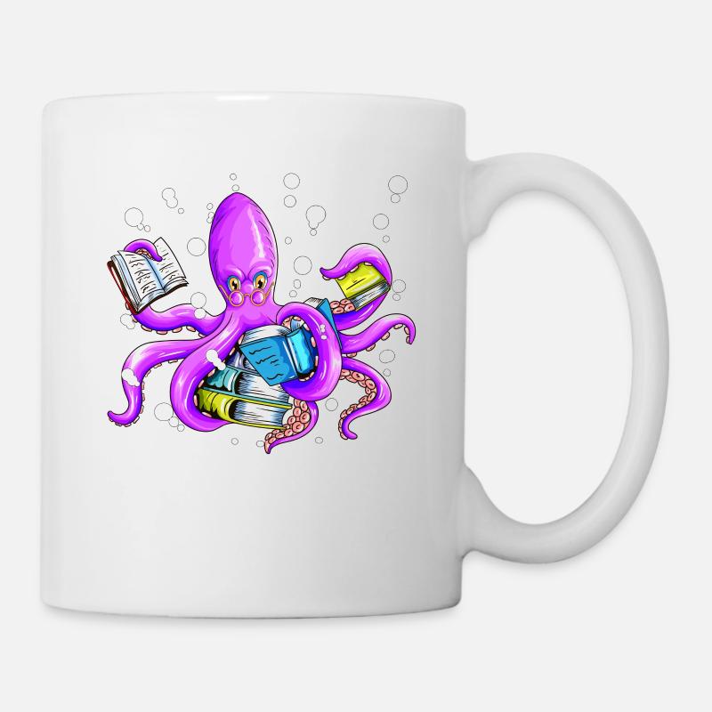 Octopus de lecture à 8 bras pour de nombreux fans de lecteurs - Mug blanc - blanc