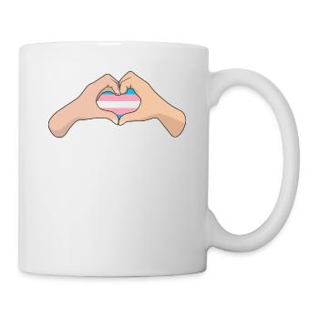 LGBTQ Transgender Pride-Flagge Handherz - Tasse - Weiß - Rechts
